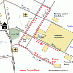 Town map with parade route